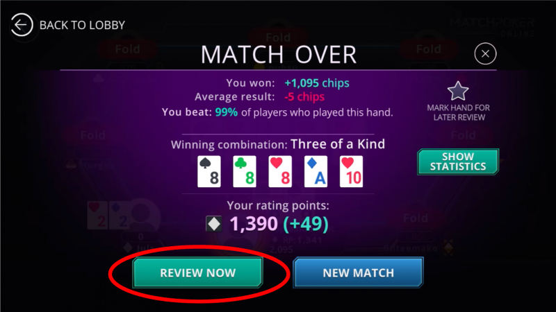 Match Over Screen for Match Poker Online™