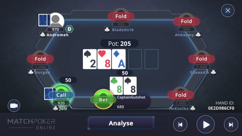 Example of the Traffic Light system in The Lab in Match Poker Online™